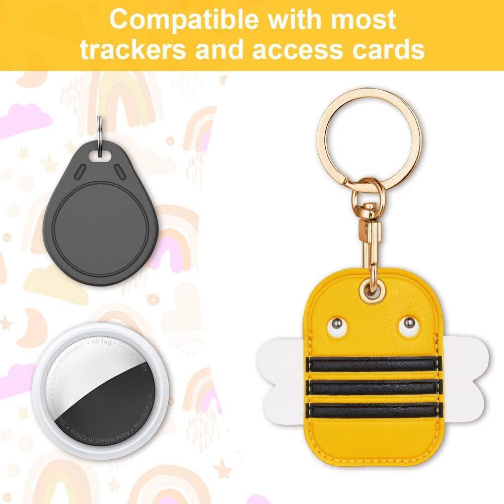 Compatible with AirTag Case Keychain, Cartoon Air Tag Keychain Compatible with Apple Airtags Holder, PU Leather Keyring Case, Item Finders Accessories for Pets, Luggage, Wallet, Backpacks