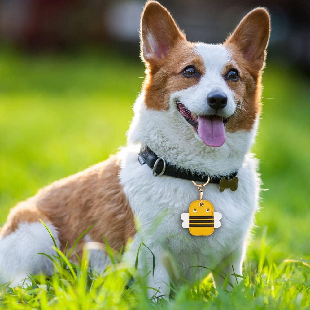 Compatible with AirTag Case Keychain, Cartoon Air Tag Keychain Compatible with Apple Airtags Holder, PU Leather Keyring Case, Item Finders Accessories for Pets, Luggage, Wallet, Backpacks