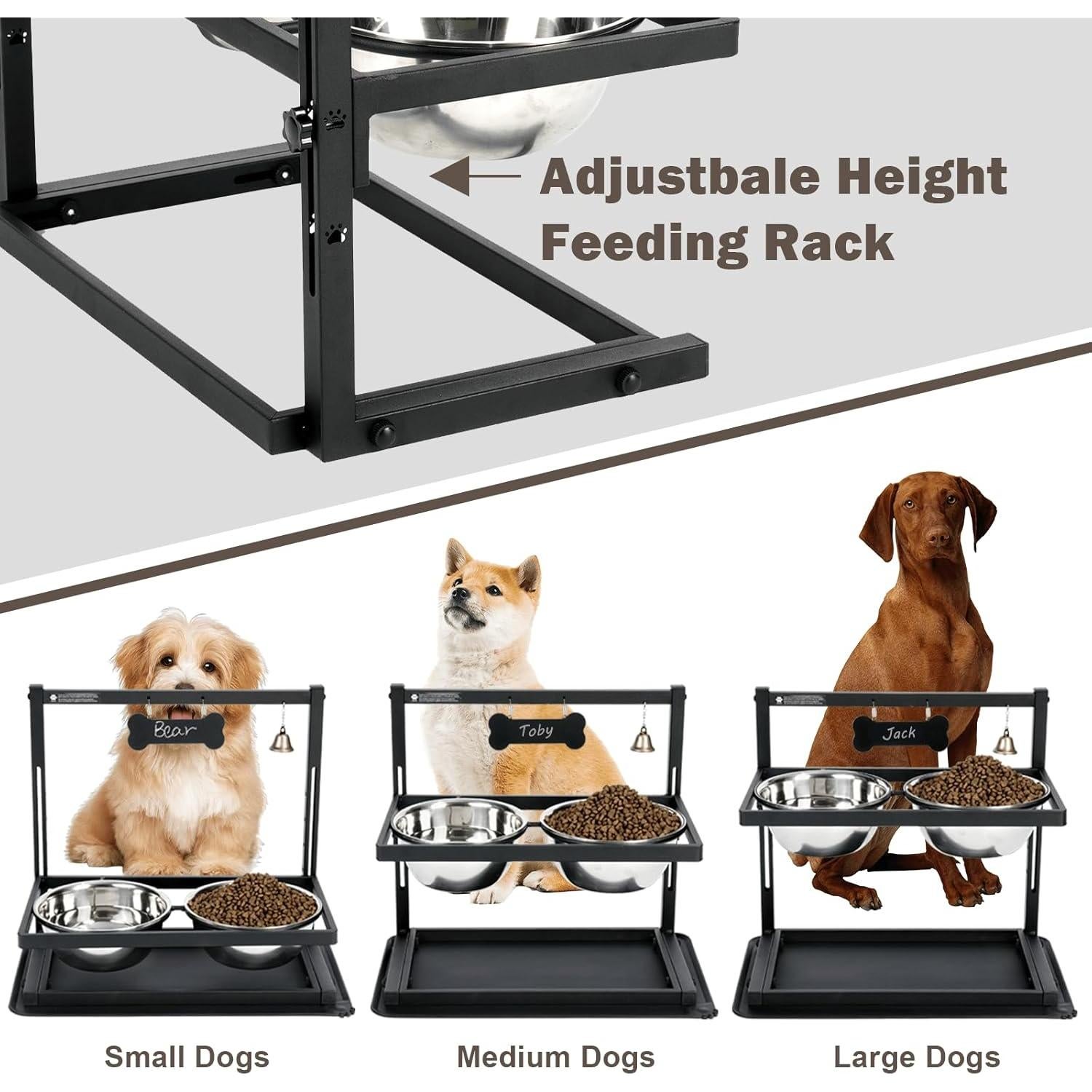 Cuencos Elevados SHAINFUN para Perros Grandes Ajustables