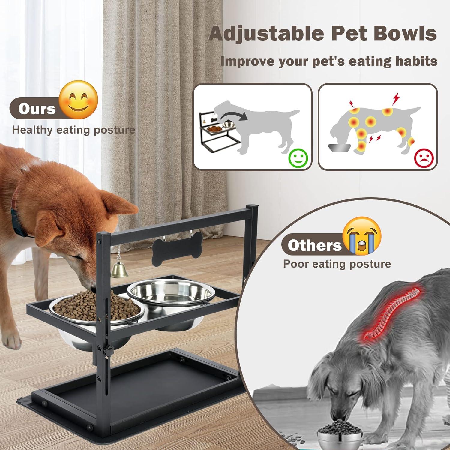 Cuencos Elevados SHAINFUN para Perros Grandes Ajustables