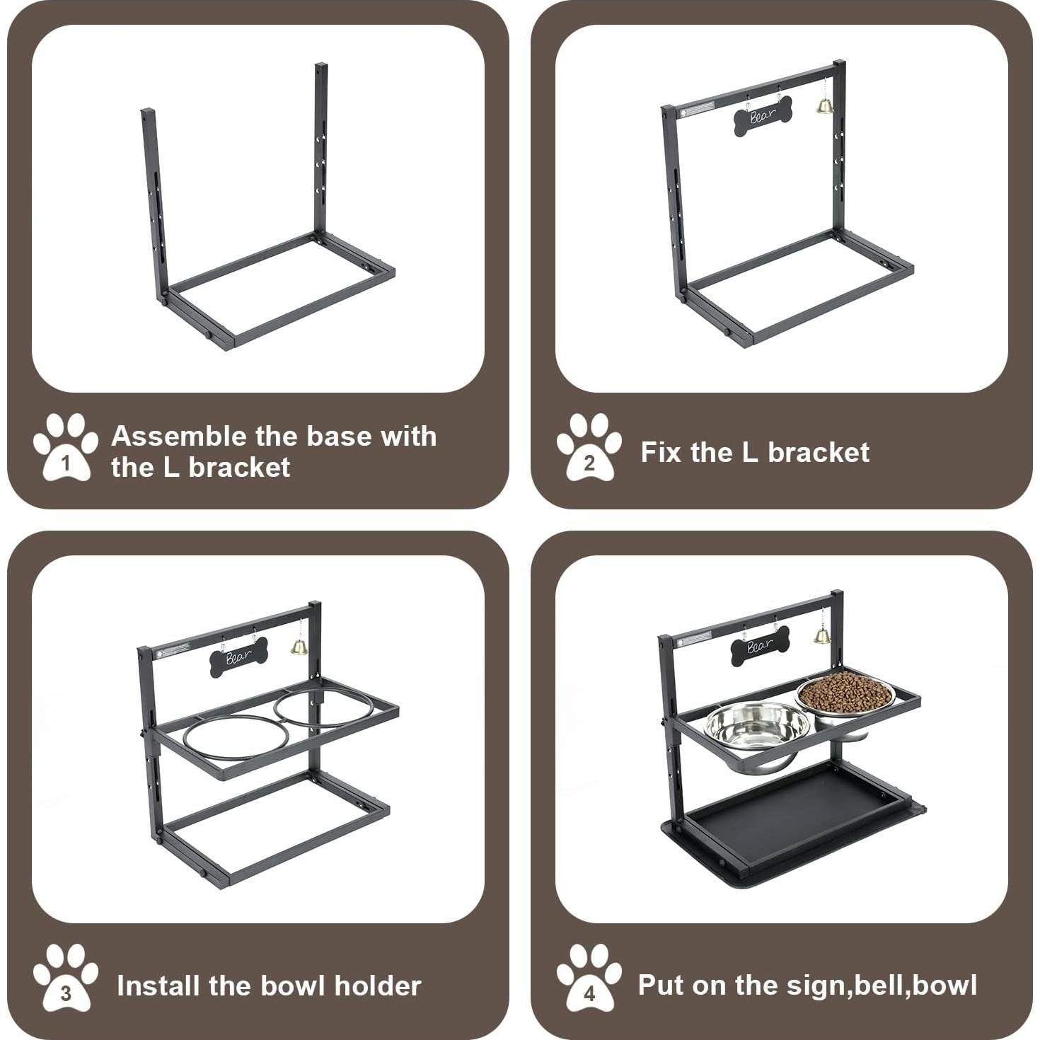 Cuencos Elevados SHAINFUN para Perros Grandes Ajustables