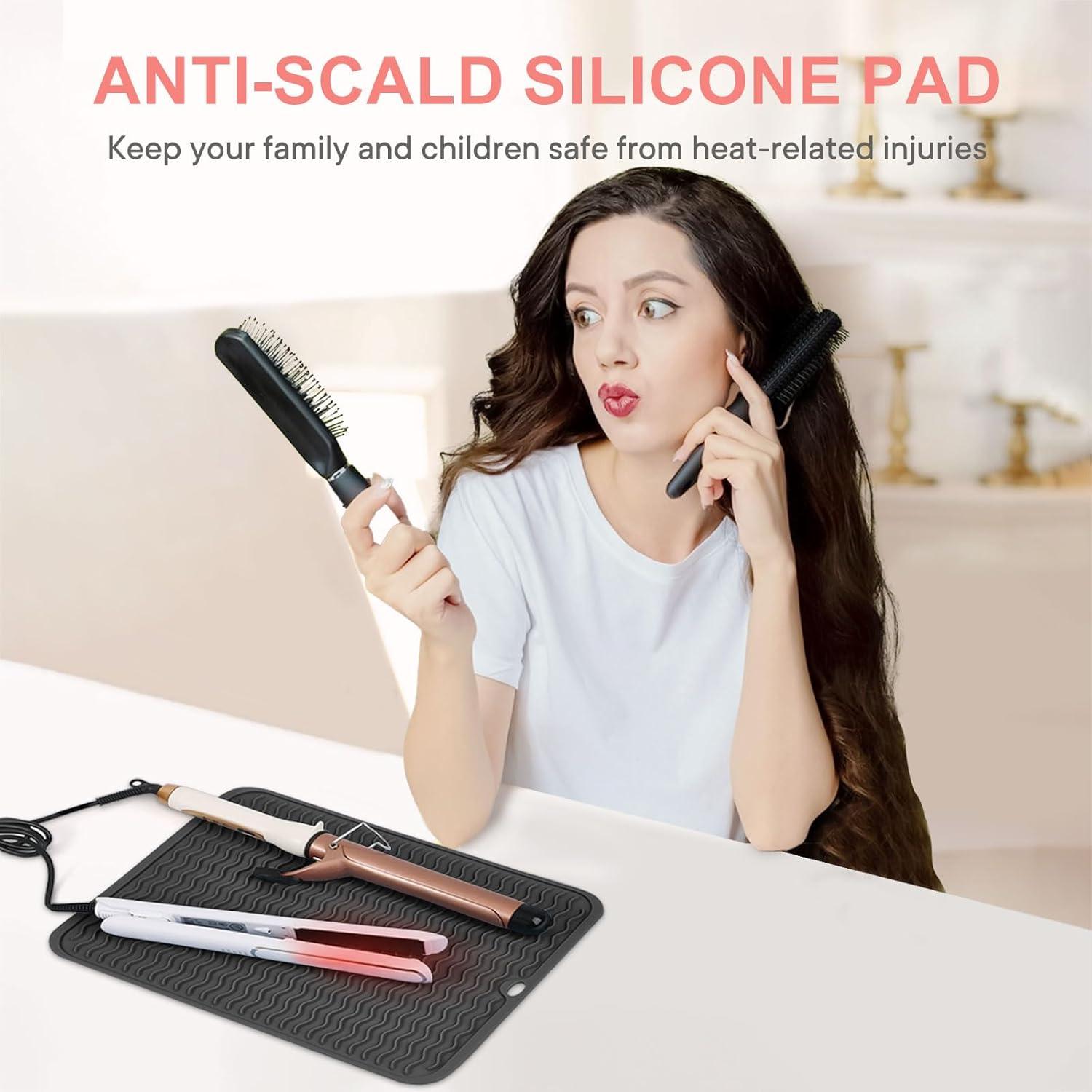 Alfombrilla de Silicona Grande Suafrnut para Herramientas de Cabello