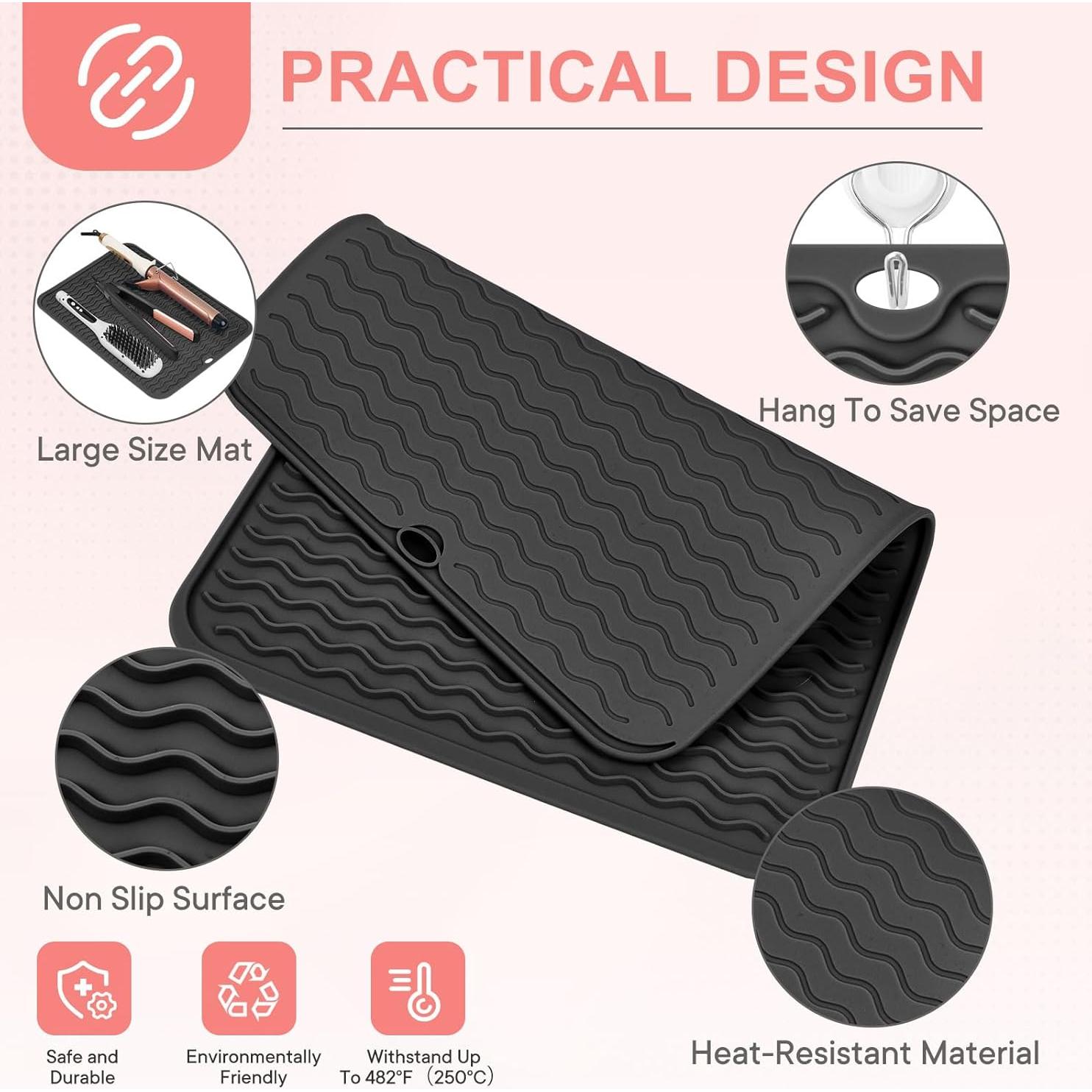 Alfombrilla de Silicona Grande Suafrnut para Herramientas de Cabello