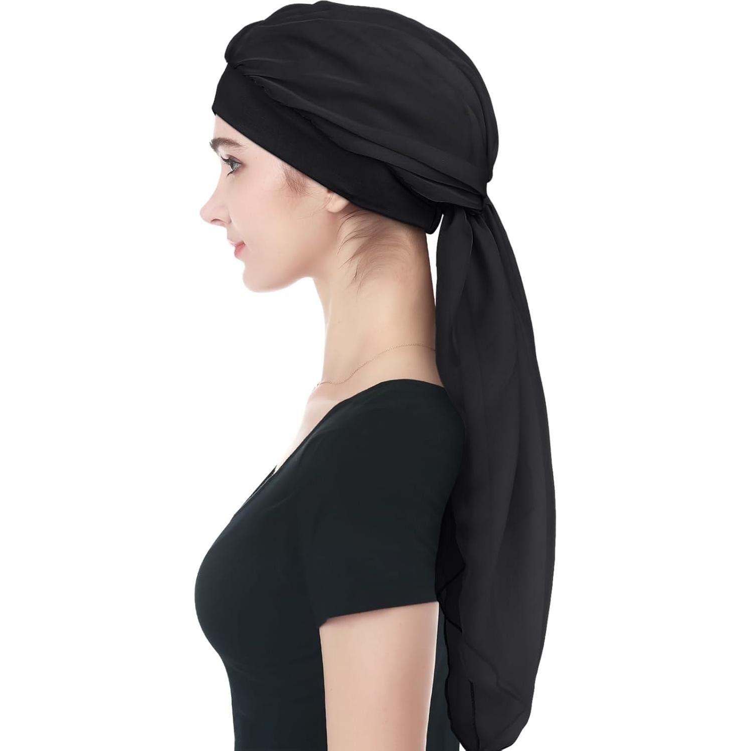 Bufanda de Chiffon para Quimioterapia Mujer Negra