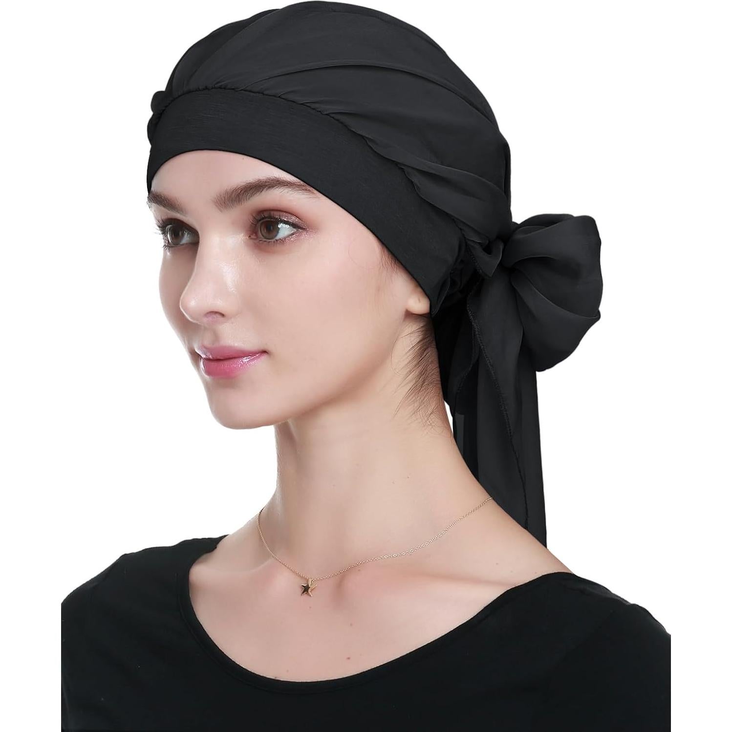 Bufanda de Chiffon para Quimioterapia Mujer Negra