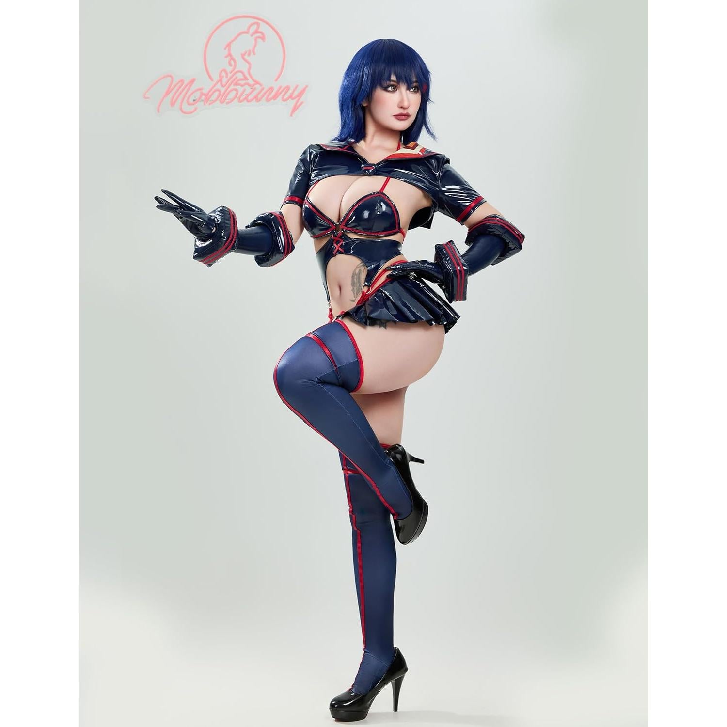 Disfraz de Cosplay Mujer Azul Oscuro con Falda y Guantes