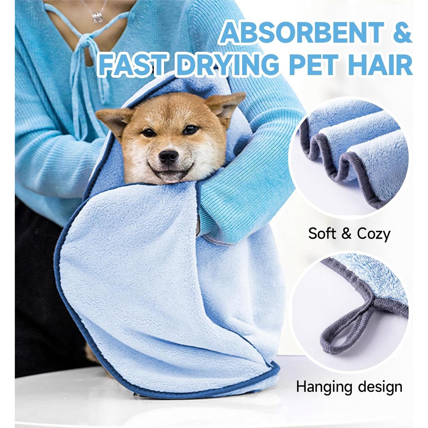 Guantes de Baño y Toalla Secado Rápido KUEIOX para Mascotas