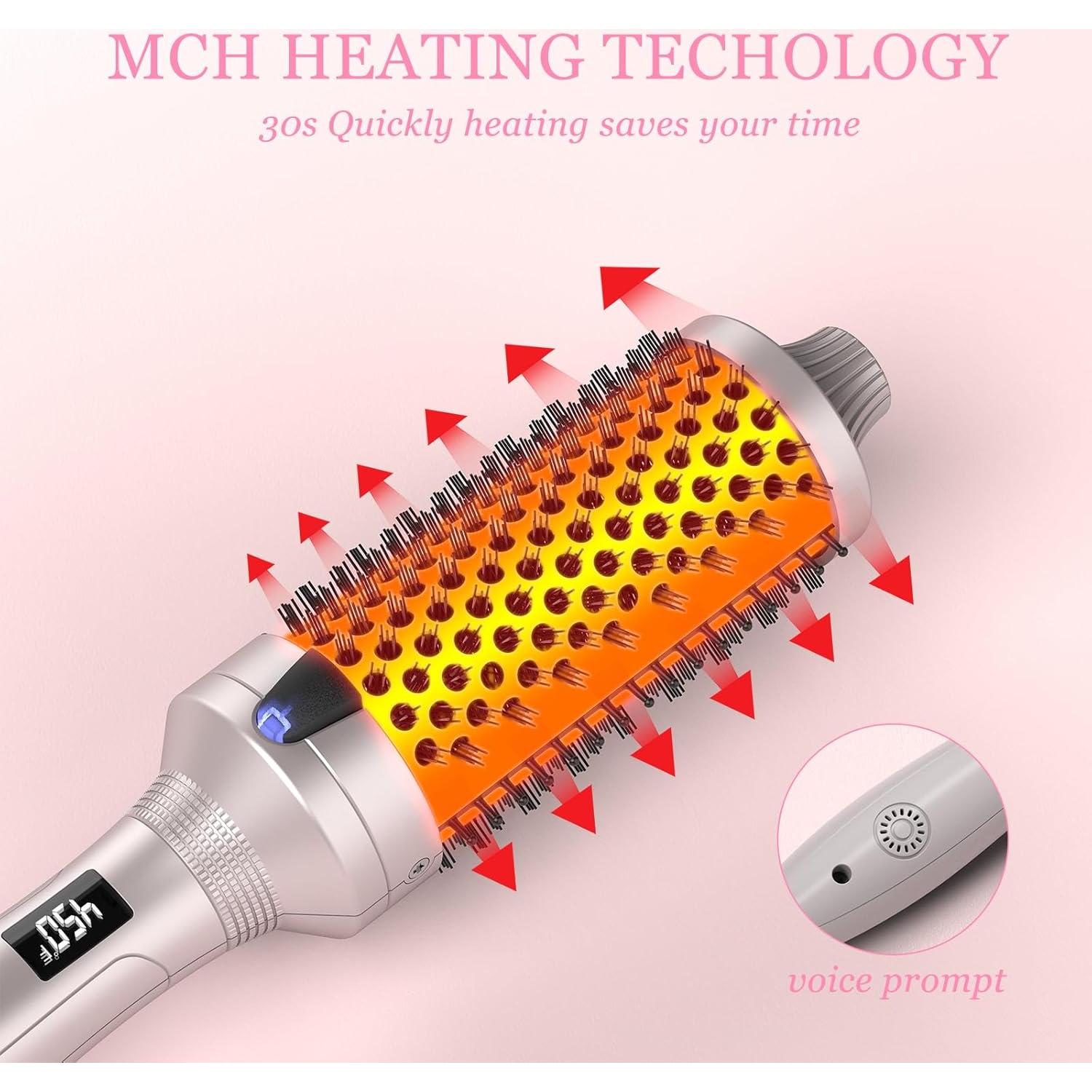 K&K Cepillo Térmico Redondo 4,32 cm 2 en 1 Alisador y Rizador