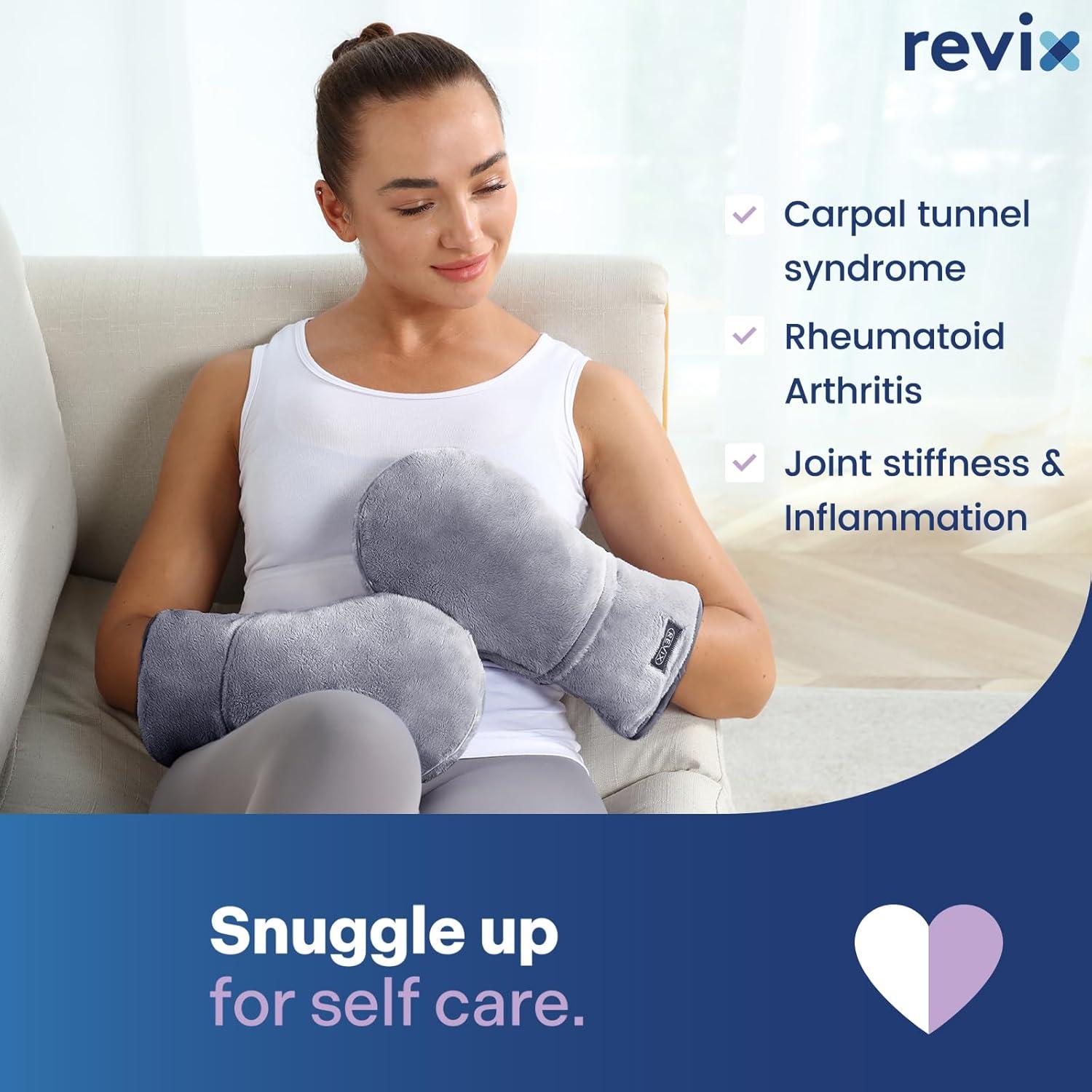 Mitones Calentados REVIX para Manos - Terapia Microondas Gris Claro