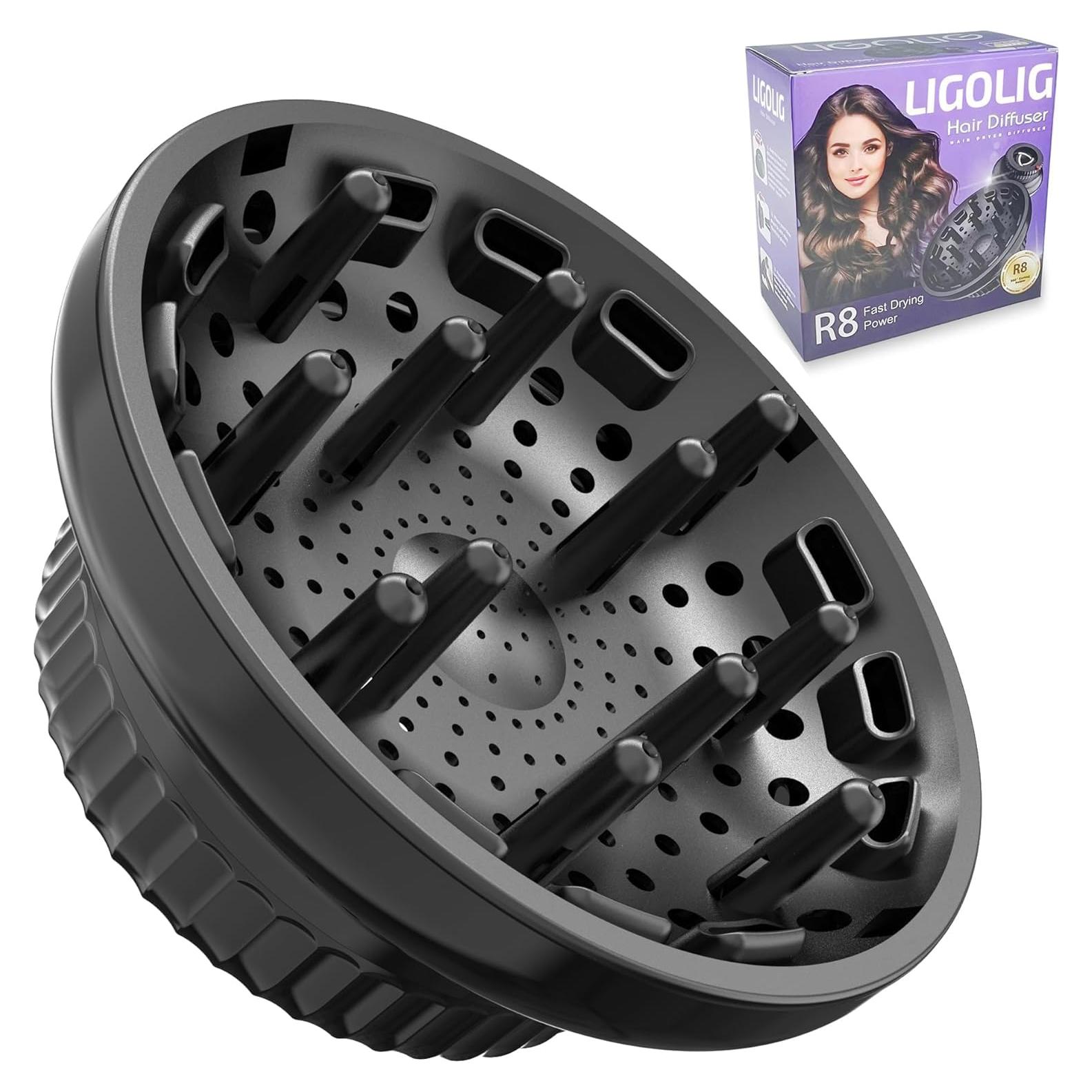 Difusor Universal para Secador de Pelo LIGOLIG Negro 3.56-6.1 cm