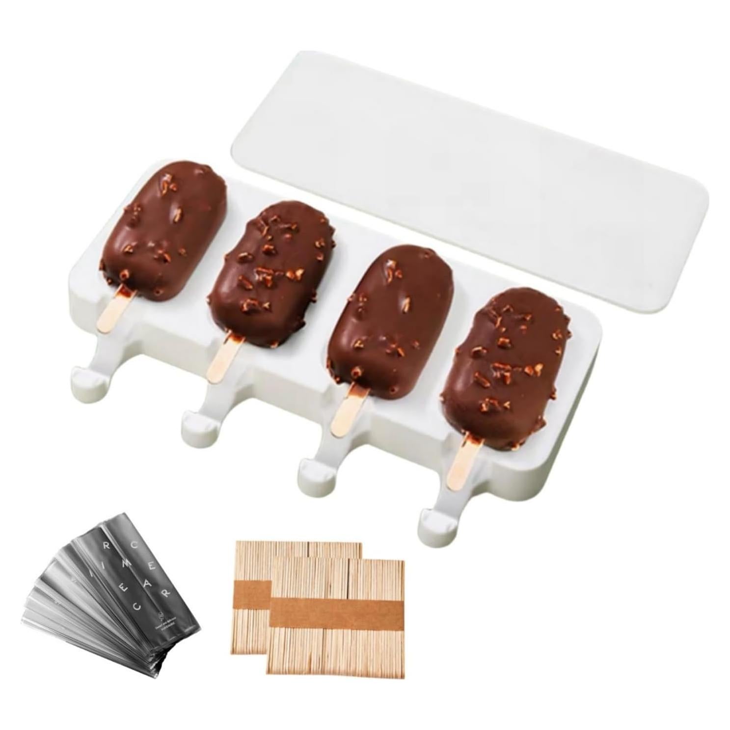 Juego de Moldes de Paletas de Silicona Zigihos con 100 Palitos