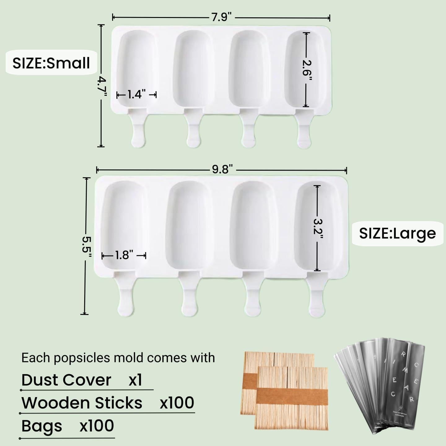 Juego de Moldes de Paletas de Silicona Zigihos con 100 Palitos