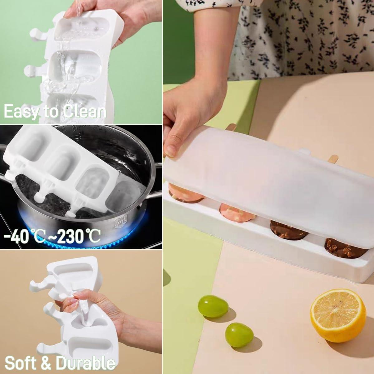 Juego de Moldes de Paletas de Silicona Zigihos con 100 Palitos