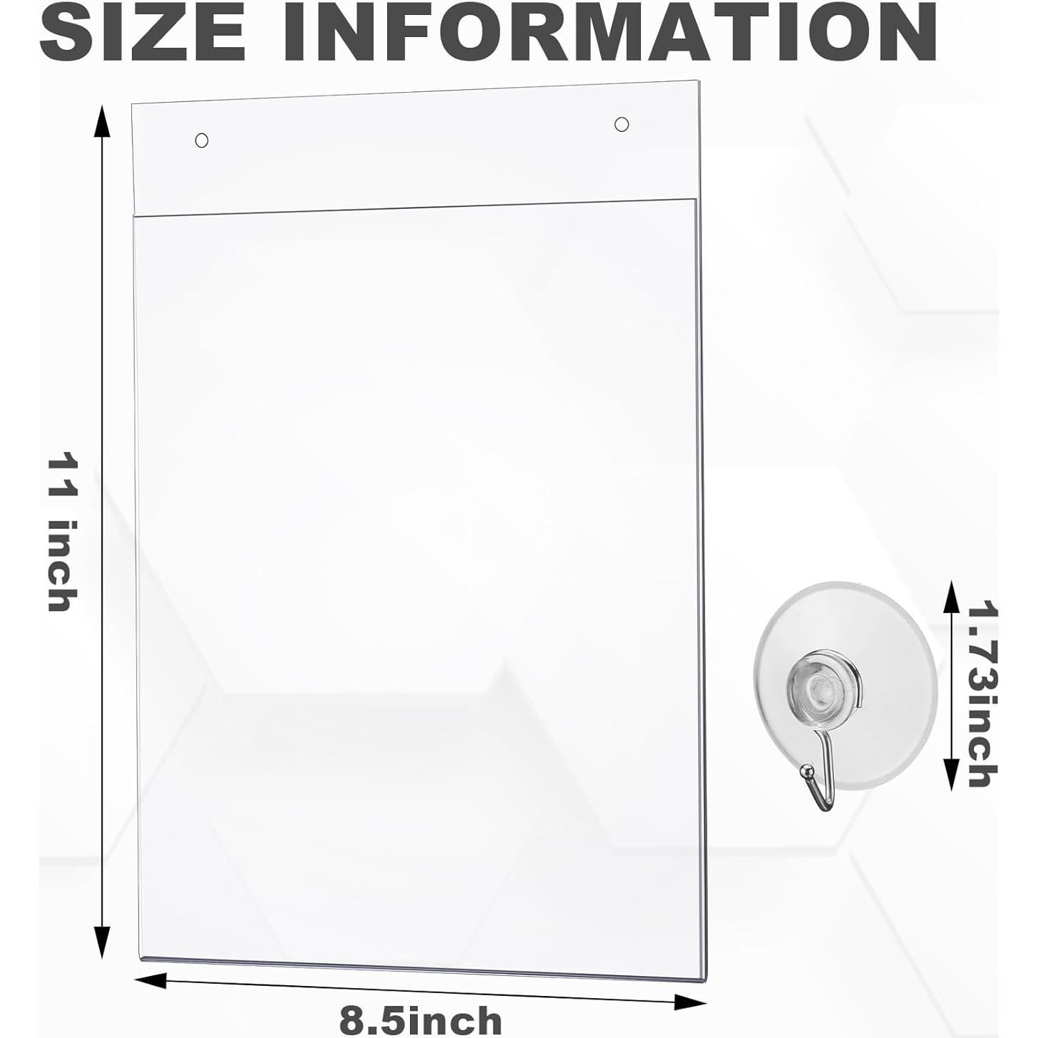 Soporte de Señal Acrílico Suzile 4 Pcs 21.6x27.9 cm con Ganchos