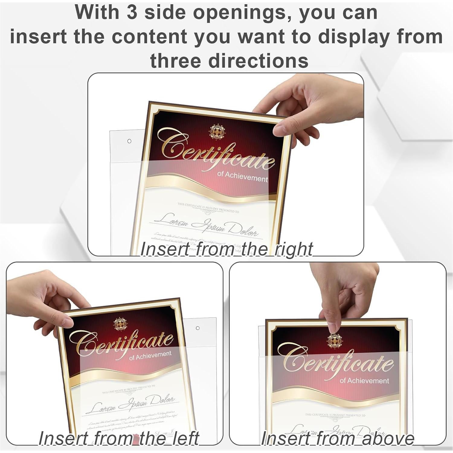 Soporte de Señal Acrílico Suzile 4 Pcs 21.6x27.9 cm con Ganchos