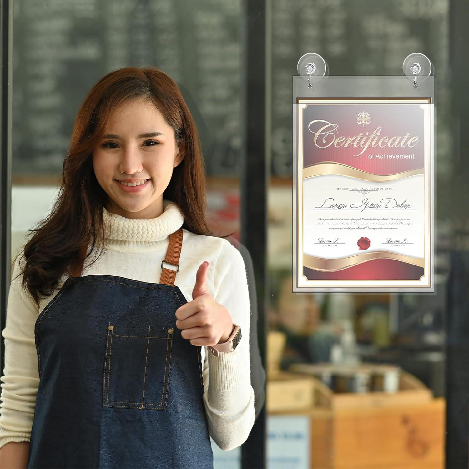 Soporte de Señal Acrílico Suzile 4 Pcs 21.6x27.9 cm con Ganchos