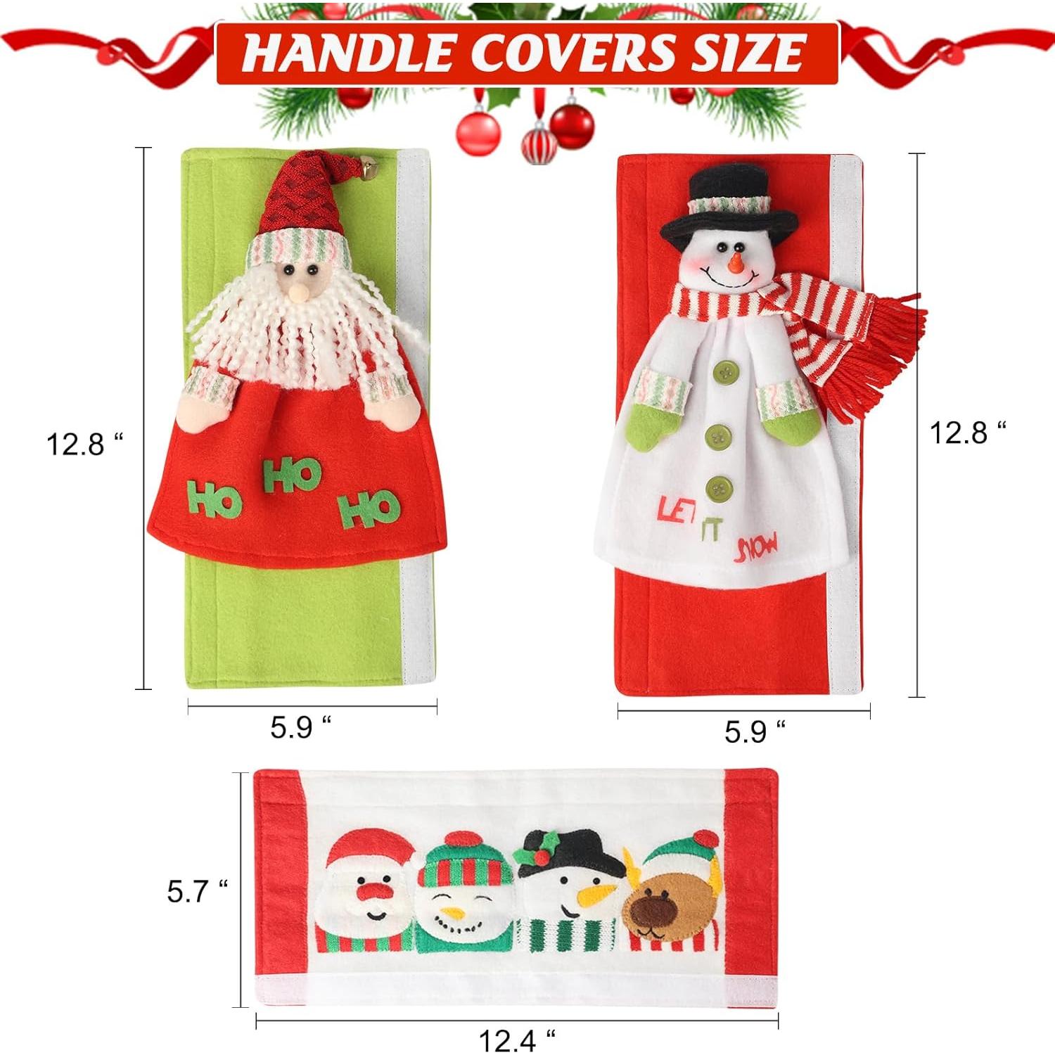 Cubiertas de Mango de Refrigerador HIALTODAY 3 Piezas Navidad