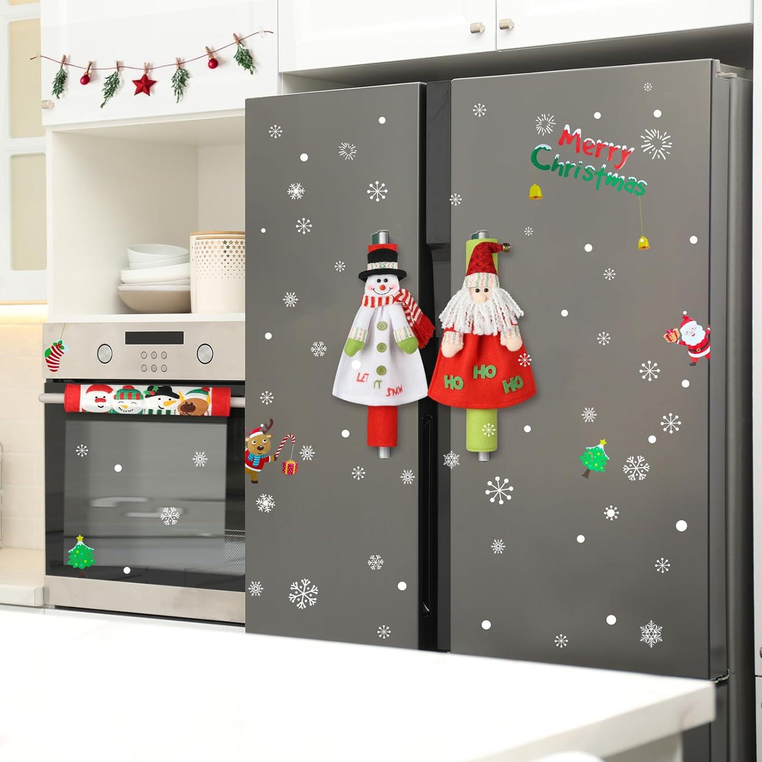 Cubiertas de Mango de Refrigerador HIALTODAY 3 Piezas Navidad