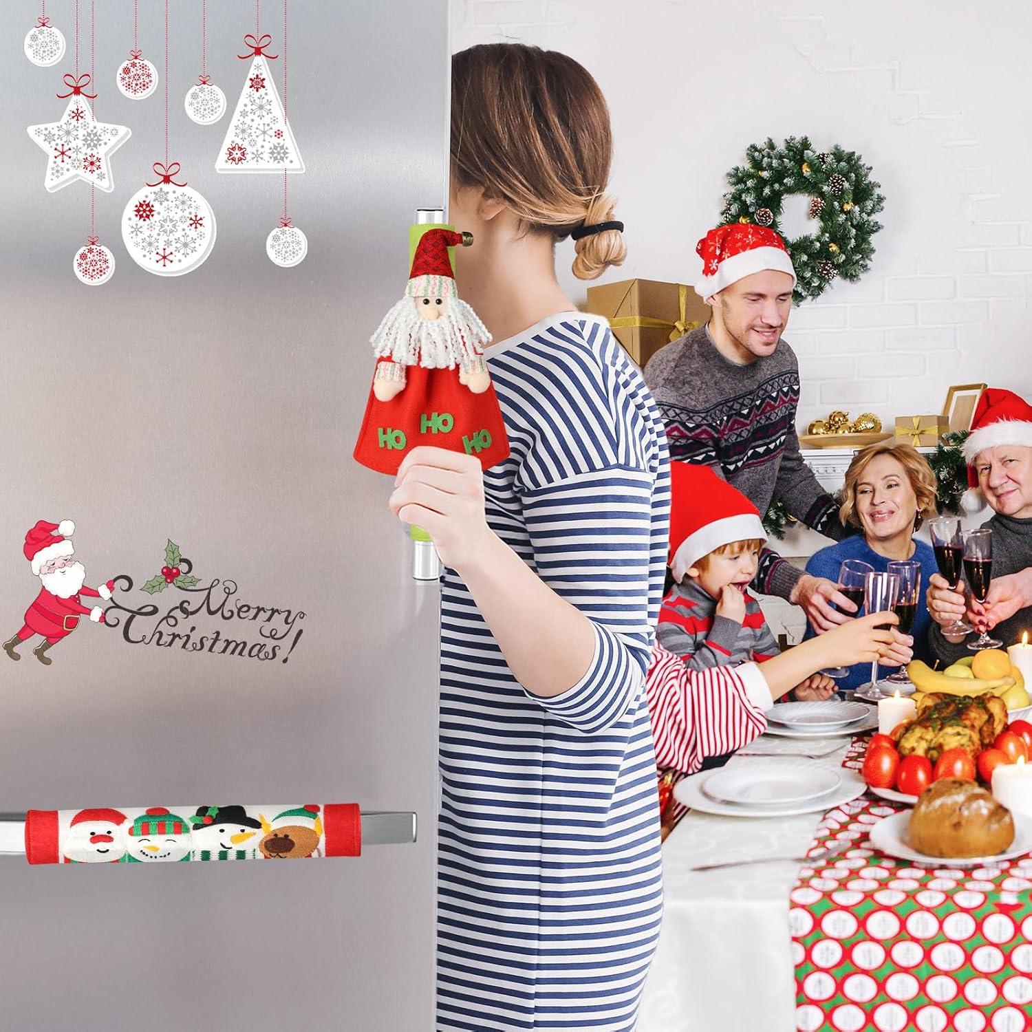 Cubiertas de Mango de Refrigerador HIALTODAY 3 Piezas Navidad