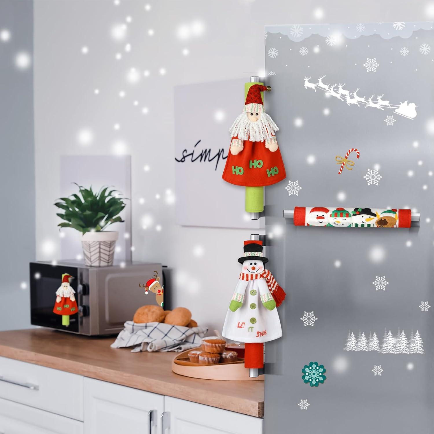 Cubiertas de Mango de Refrigerador HIALTODAY 3 Piezas Navidad