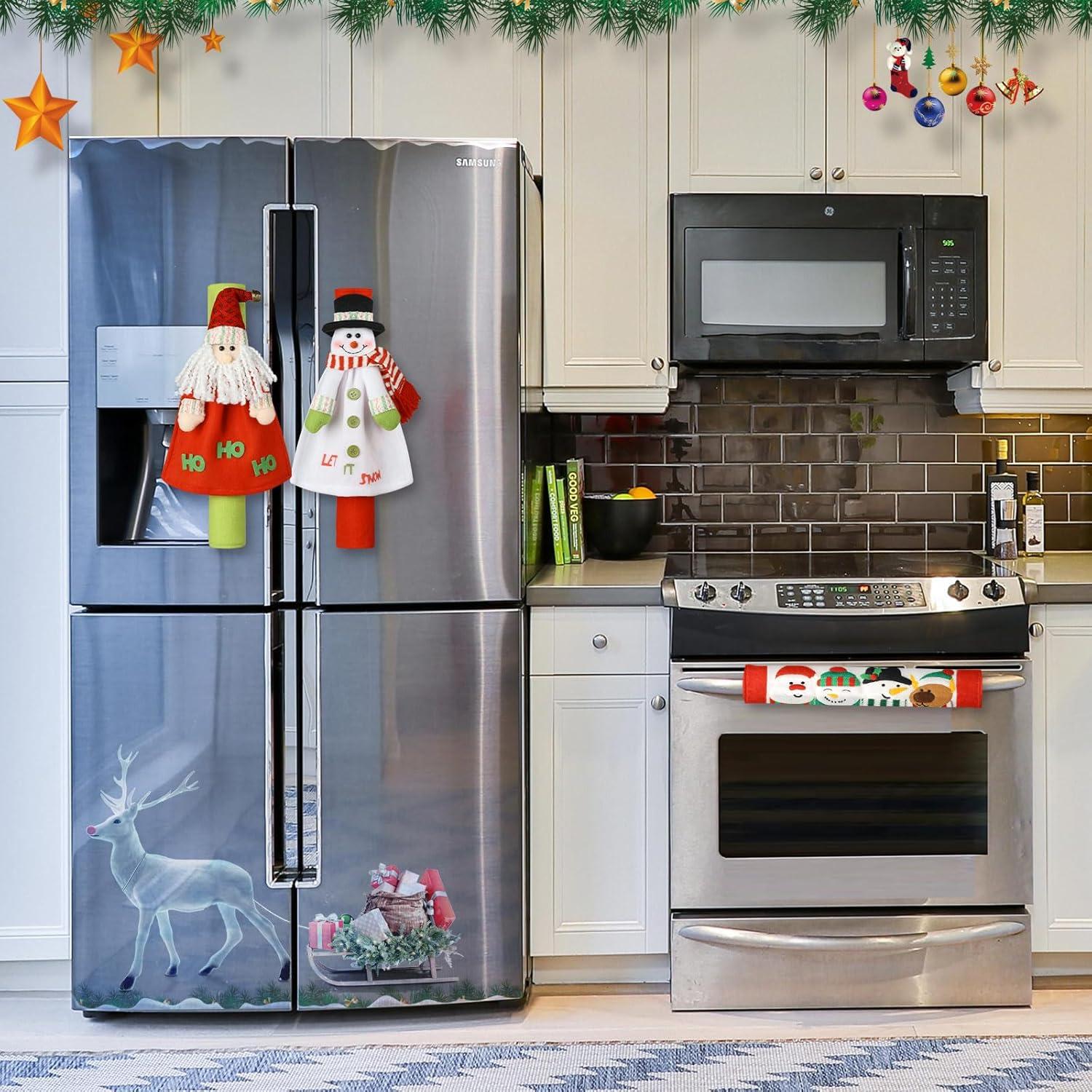 Cubiertas de Mango de Refrigerador HIALTODAY 3 Piezas Navidad