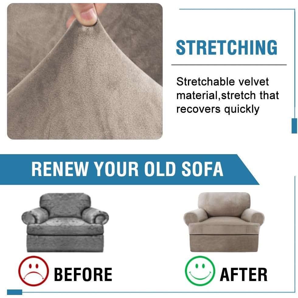 Funda de Sofá H.VERSAILTEX 2 Piezas Terciopelo Taupe