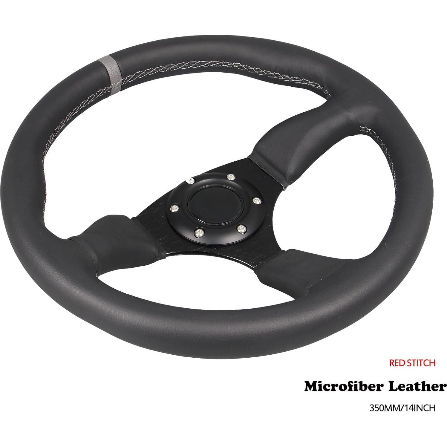 Volante de Carreras GONMOT 340mm Cuero Negro 6 Tornillos