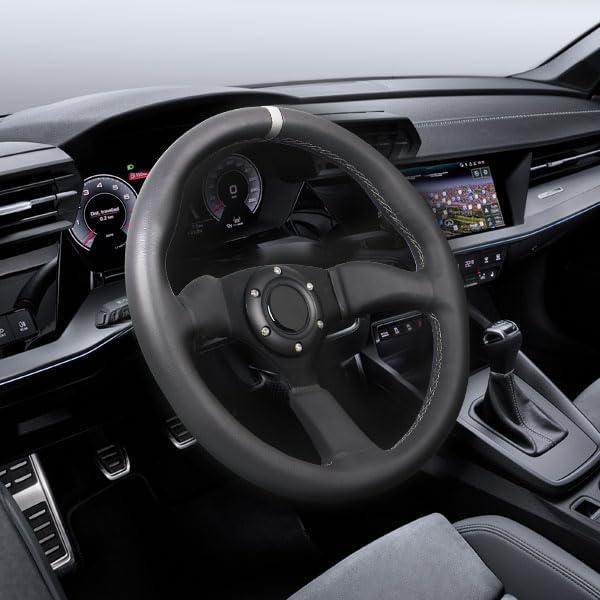 Volante de Carreras GONMOT 340mm Cuero Negro 6 Tornillos