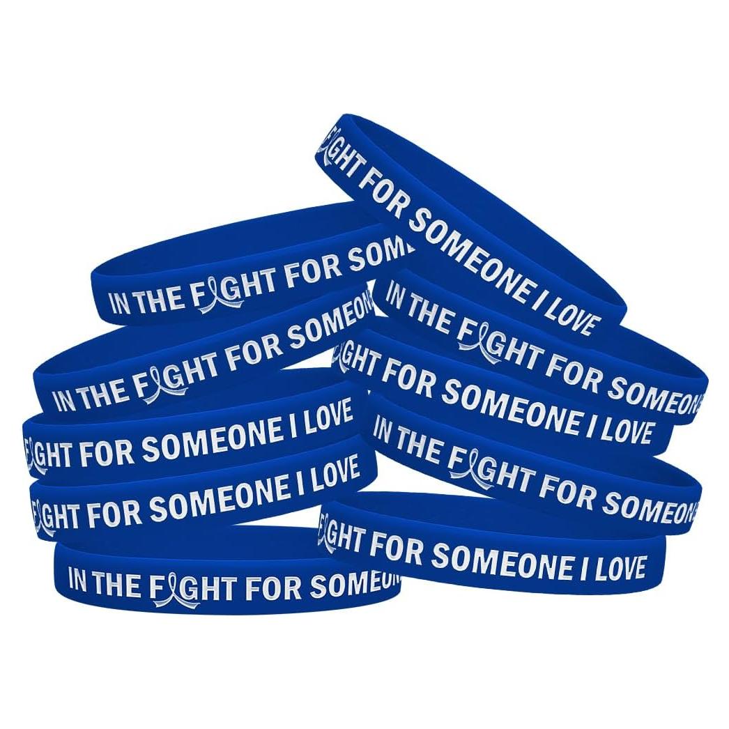 Pulsera de Silicona Azul Fight Like a Girl - Paquete de 10