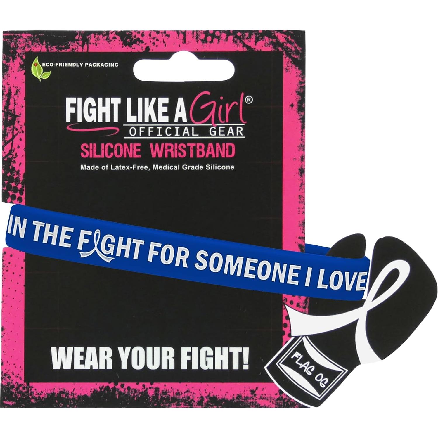 Pulsera de Silicona Azul Fight Like a Girl - Paquete de 10