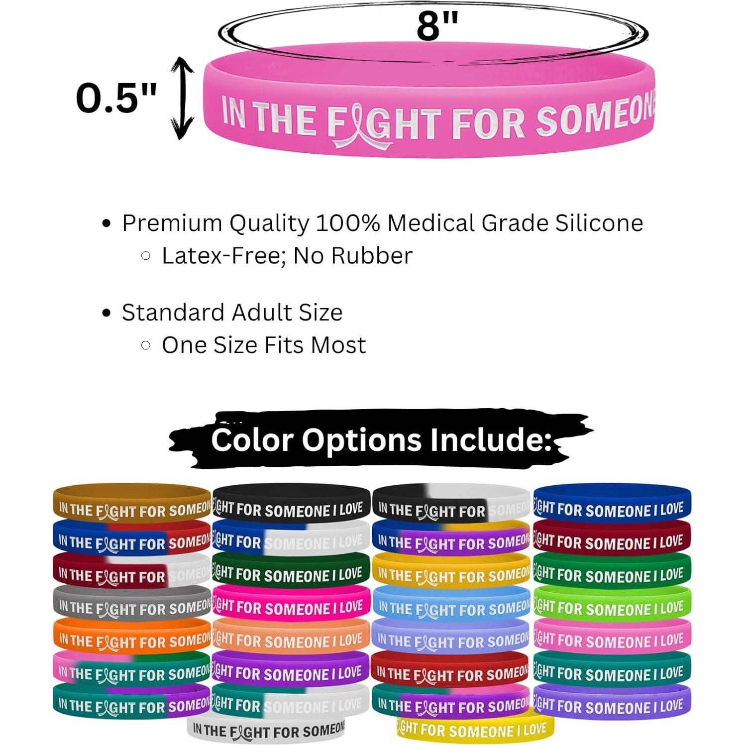 Pulsera de Silicona Azul Fight Like a Girl - Paquete de 10