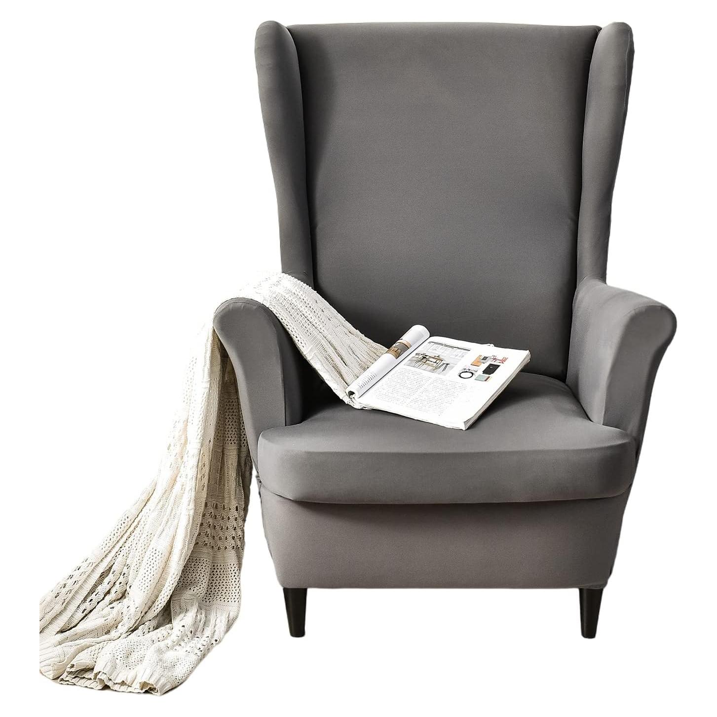 Funda de Sillón NILUOH 2 Piezas Respaldo Alto Gris