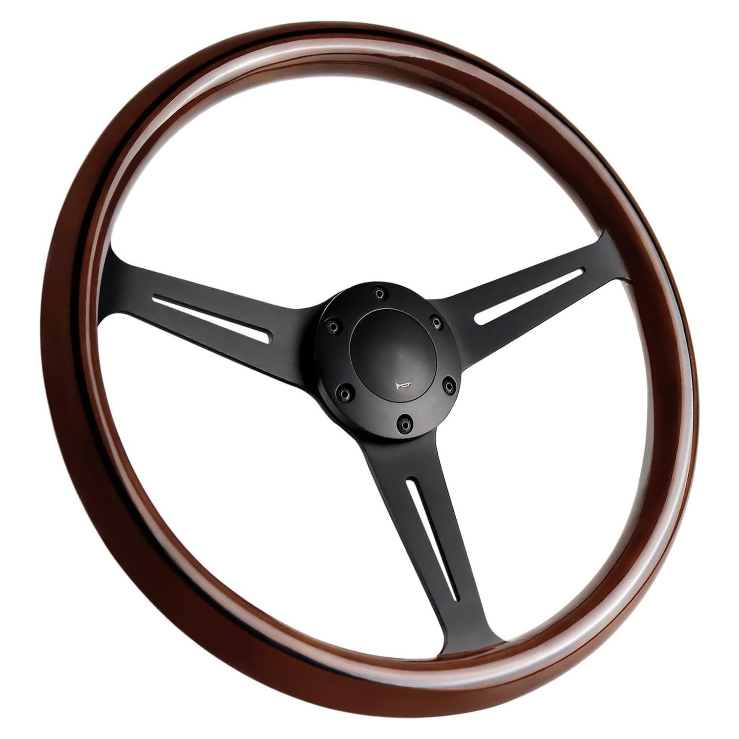 Volante de Madera QYMOPAY 38 cm Vintage 6-Bolt Universal