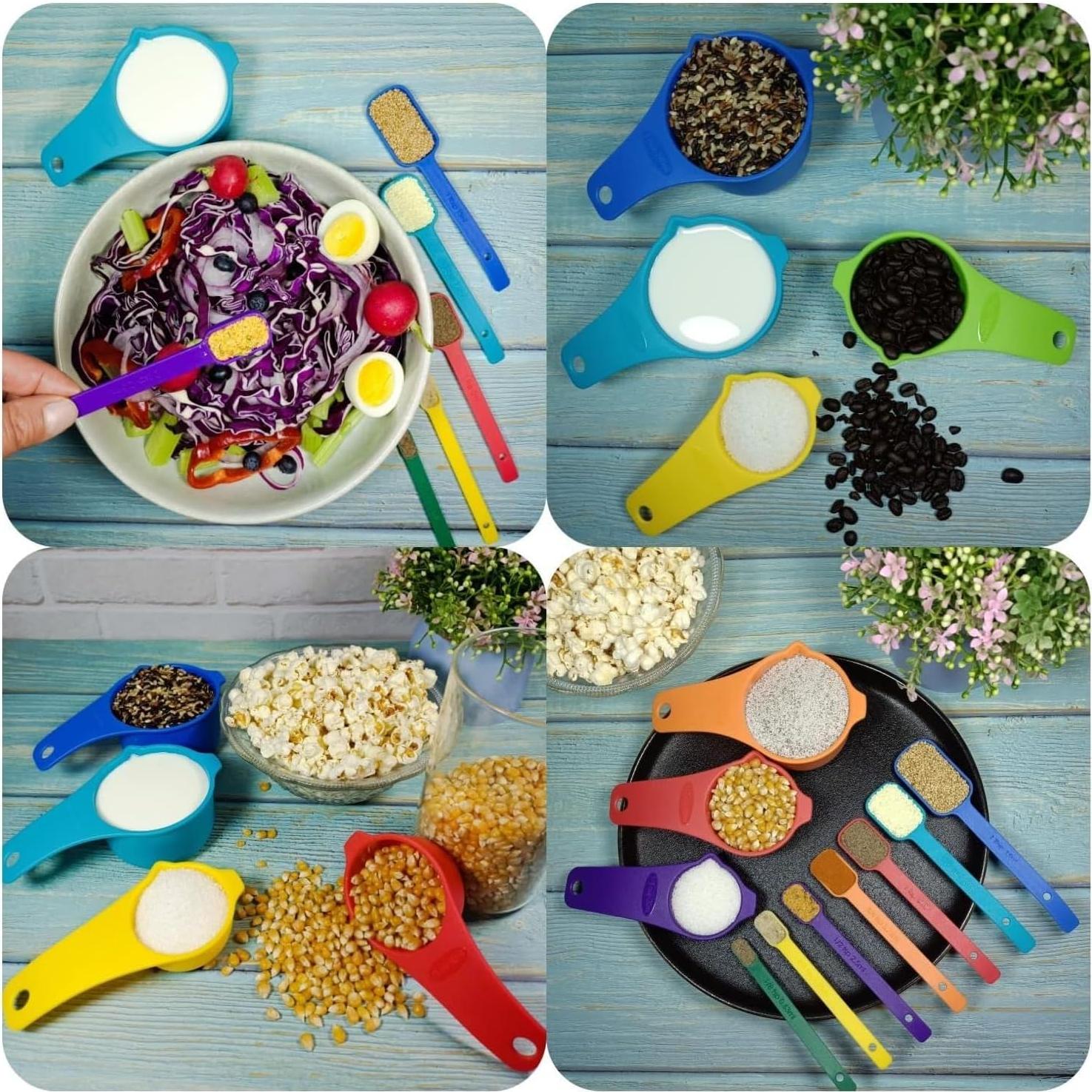 Juego de Tazas y Cucharas Medidoras Hotsyang Rosadas 15 Piezas