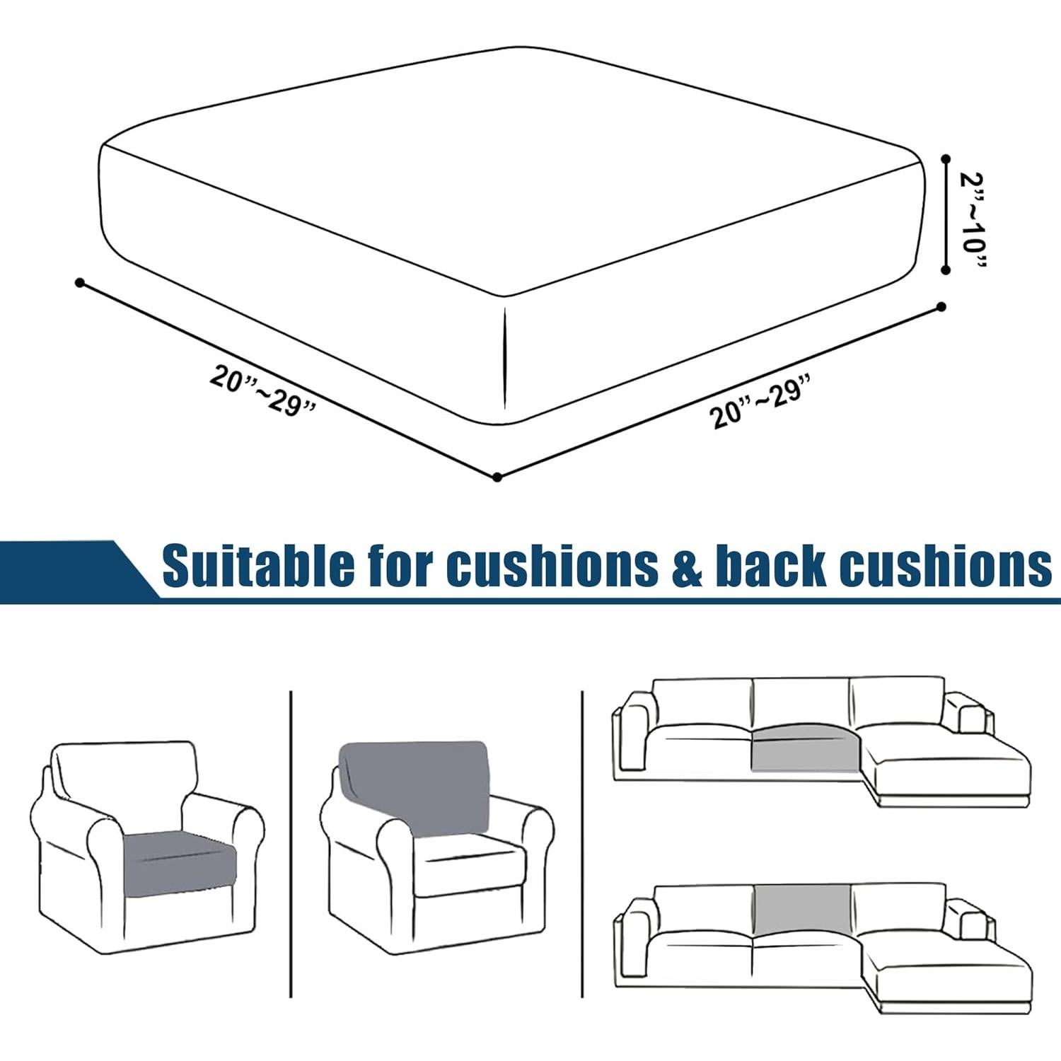 Funda de Cojín TOPYUMH Elástica Repelente al Agua Negro