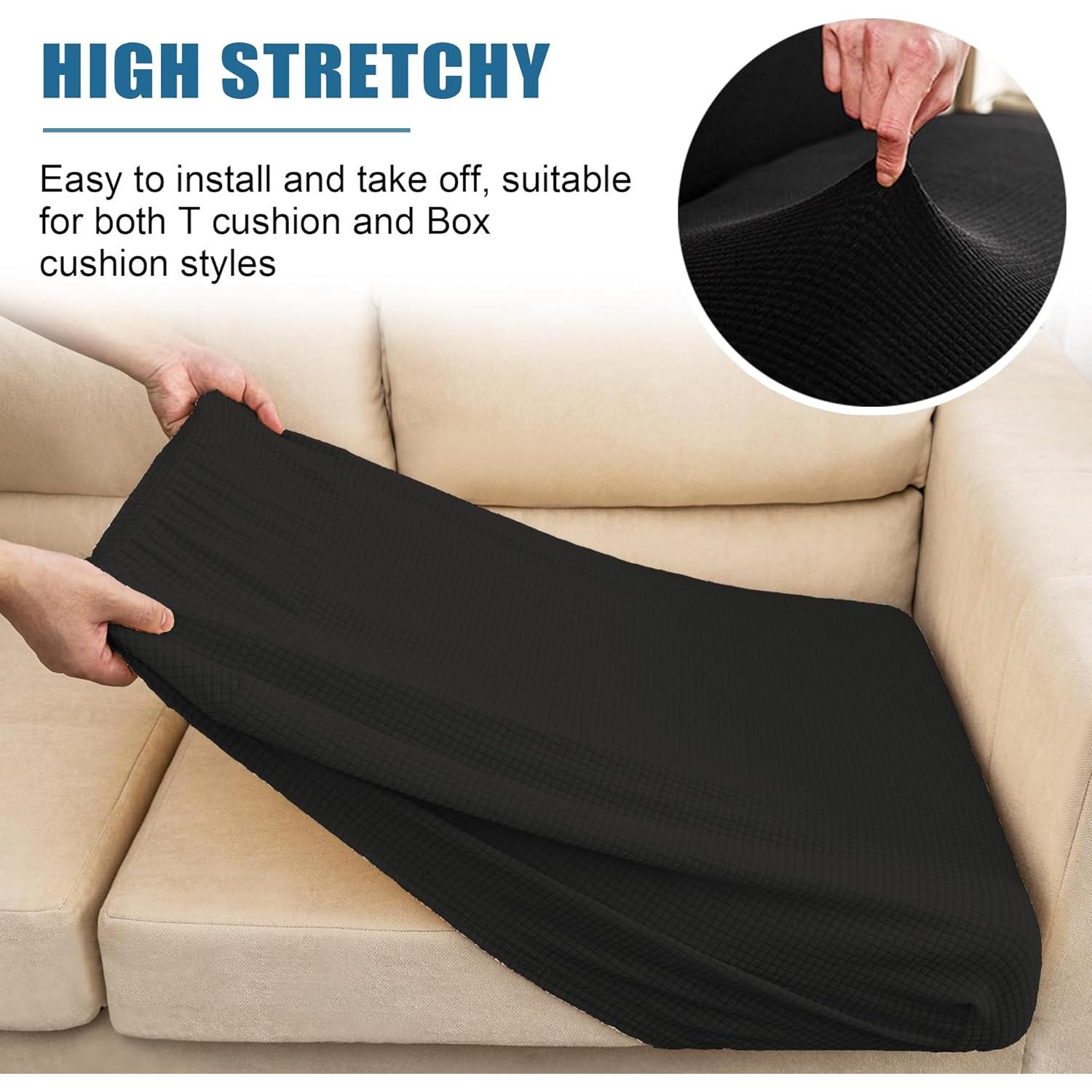 Funda de Cojín TOPYUMH Elástica Repelente al Agua Negro