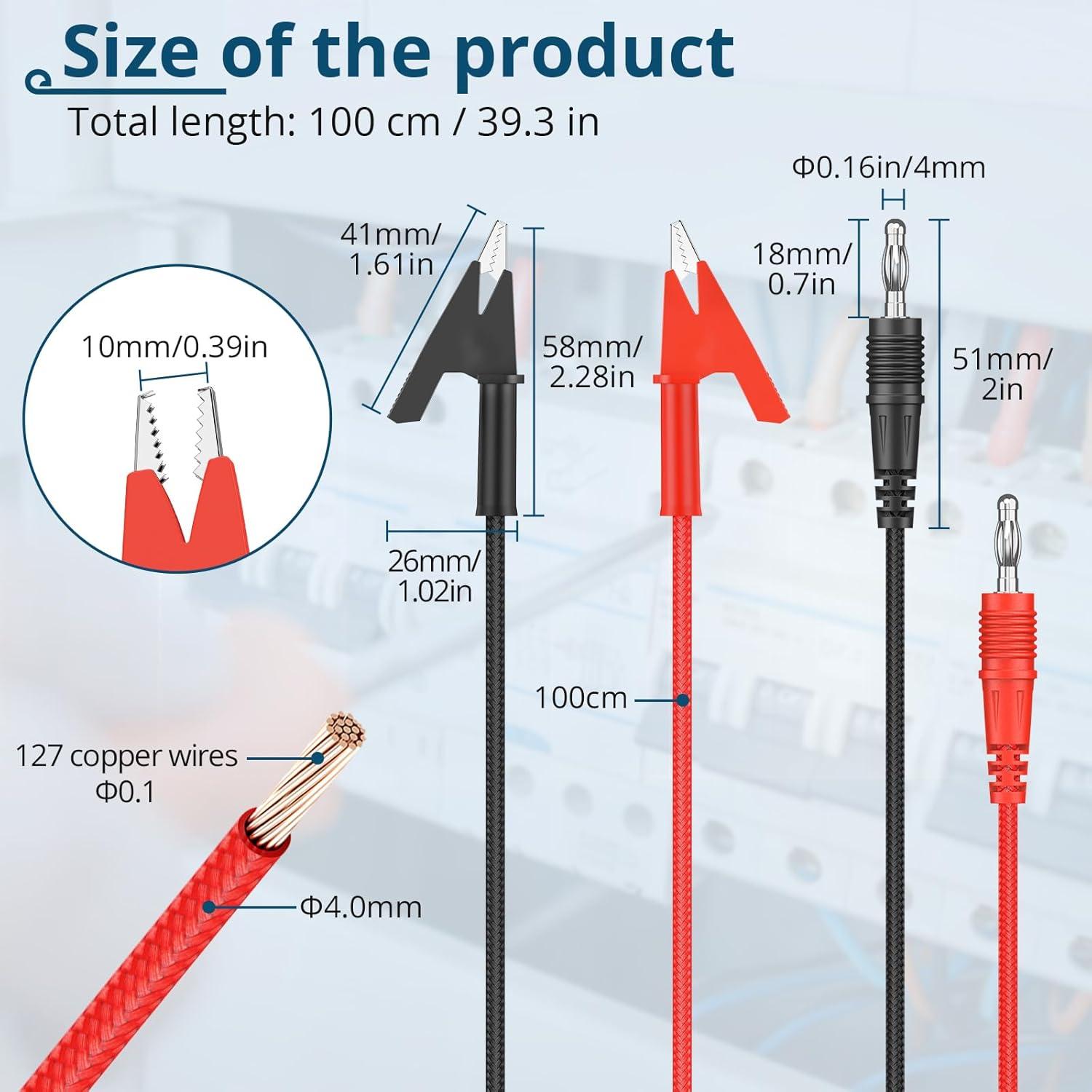 Cables de Prueba Banana a Cocodrilo 1m 15A ALLmeter