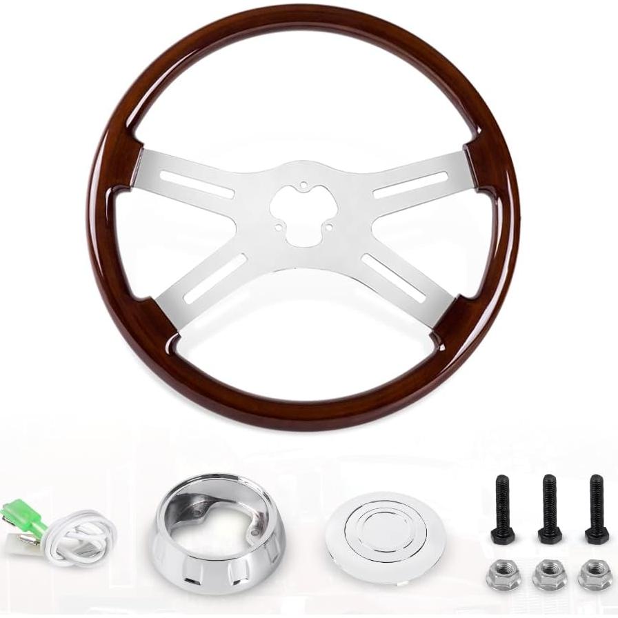 Volante de Camión RASTP 45.72 cm Madera y Aluminio 4 Radios