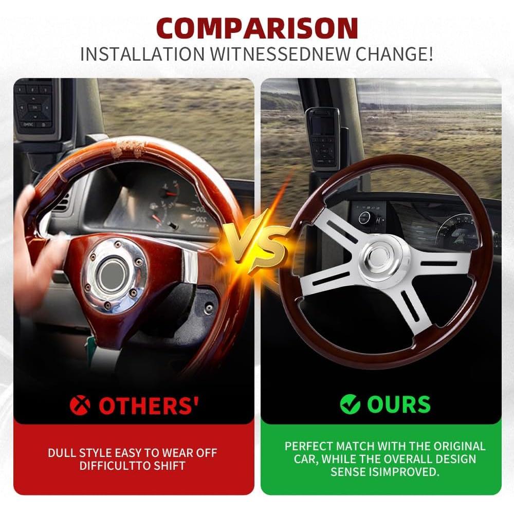 Volante de Camión RASTP 45.72 cm Madera y Aluminio 4 Radios