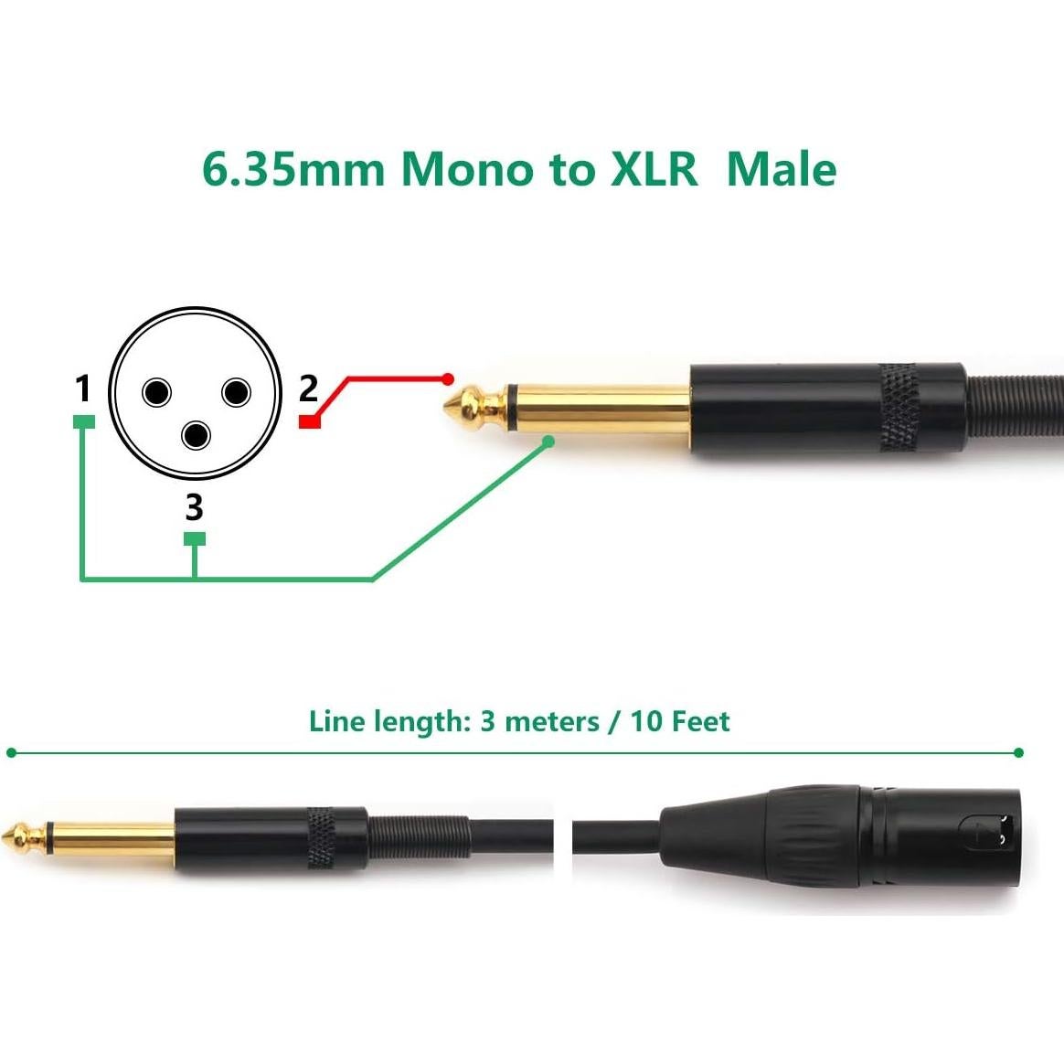 Cable NANYI 6.35mm TS Macho a XLR Macho 3M Audio