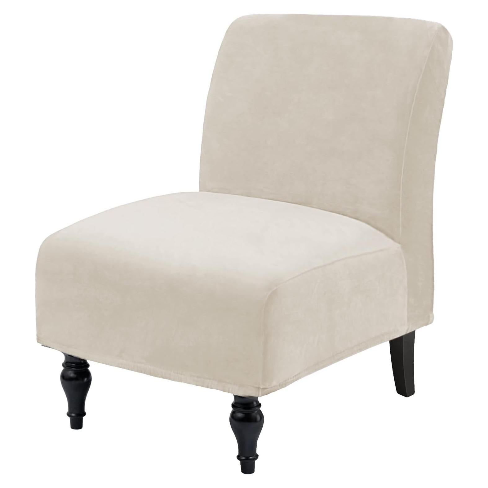 Funda de Silla TOPYUMH Terciopelo Marfil Ajustable