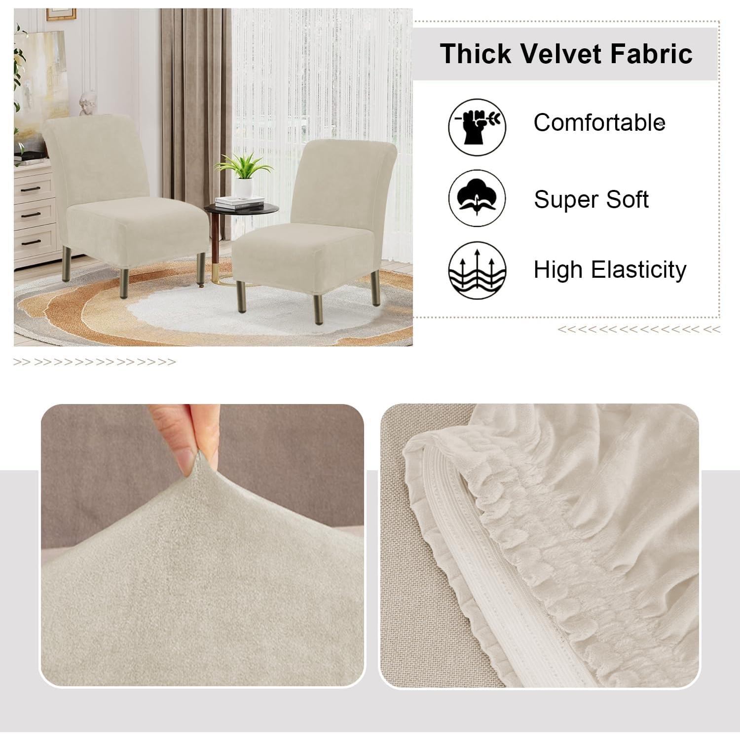 Funda de Silla TOPYUMH Terciopelo Marfil Ajustable