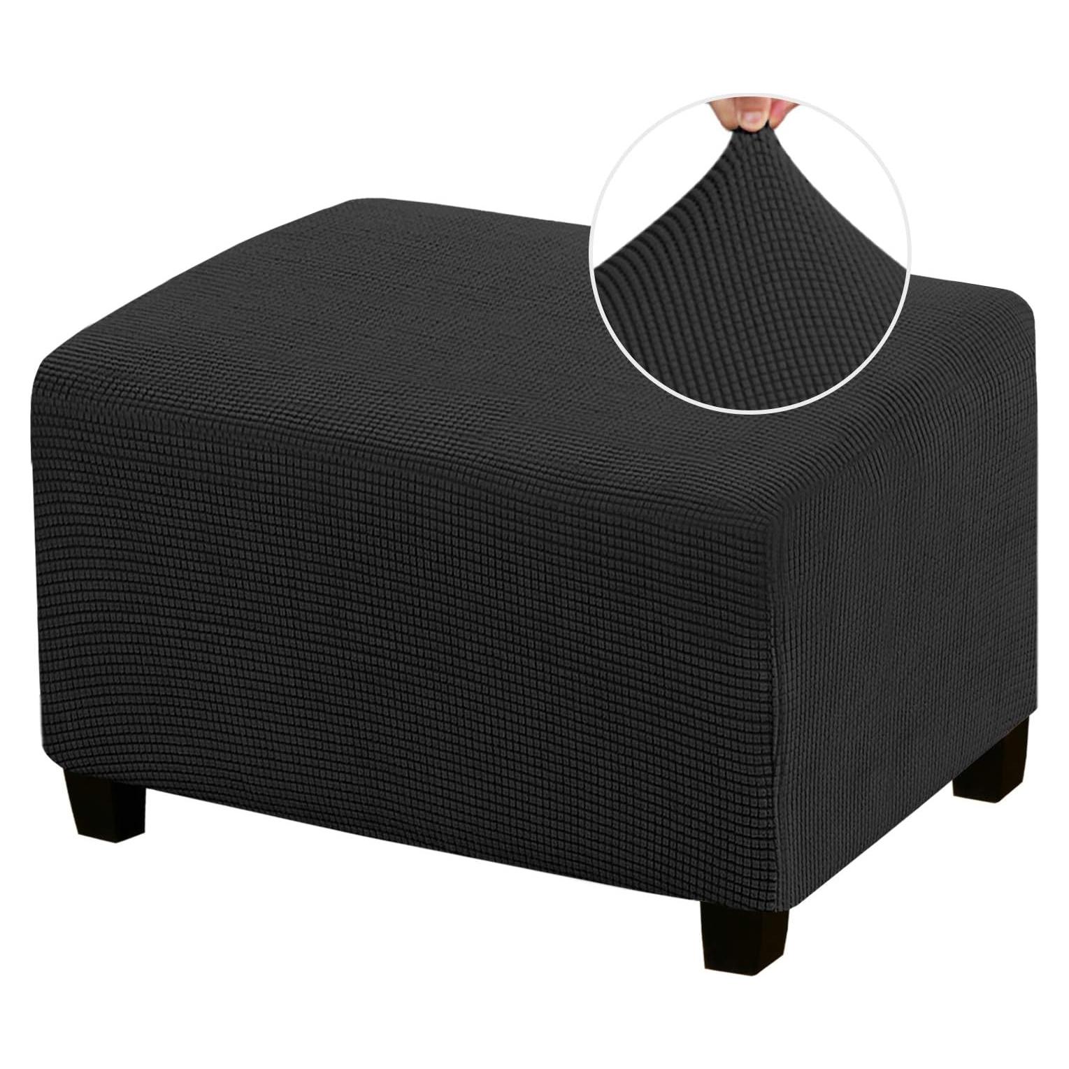 Cubierta de Ottoman PrinceDeco Grande Negra Elástica