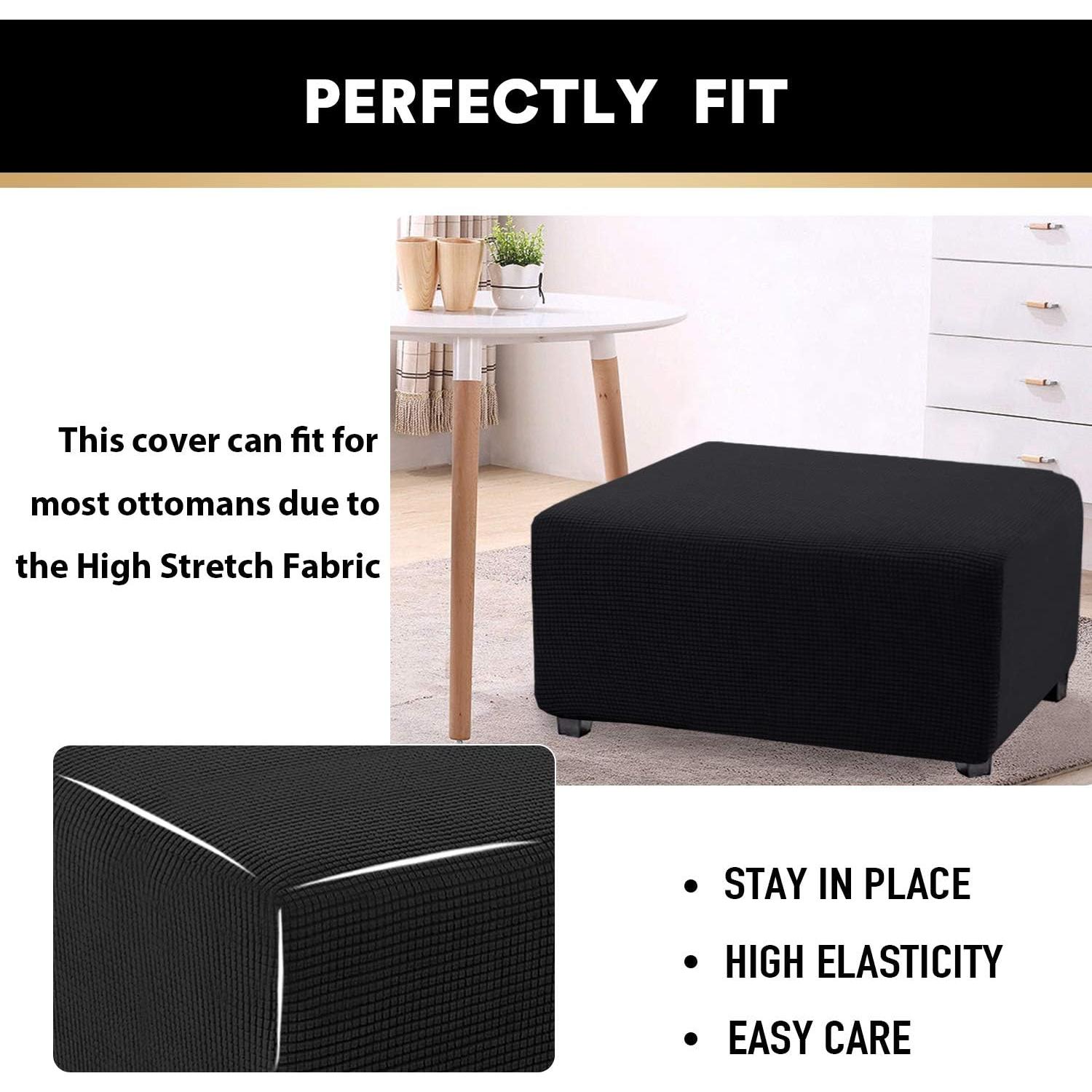 Cubierta de Ottoman PrinceDeco Grande Negra Elástica
