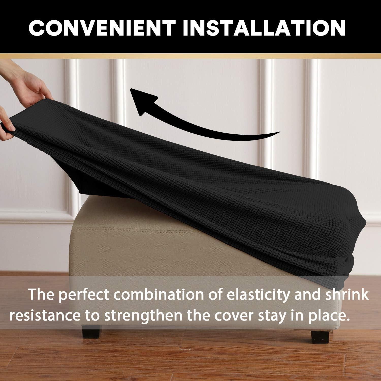 Cubierta de Ottoman PrinceDeco Grande Negra Elástica