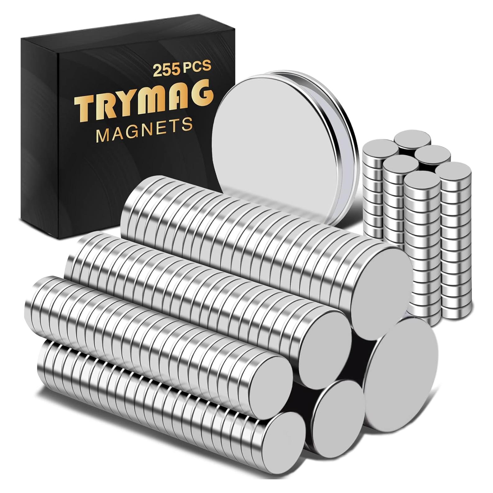 Imanes de Neodimio TRYMAG 255 Pcs 6 Tamaños para Manualidades