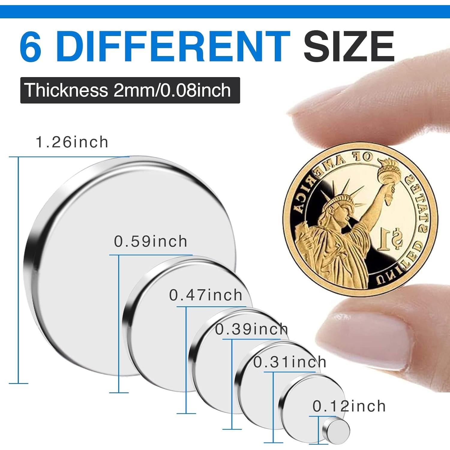 Imanes de Neodimio TRYMAG 255 Pcs 6 Tamaños para Manualidades