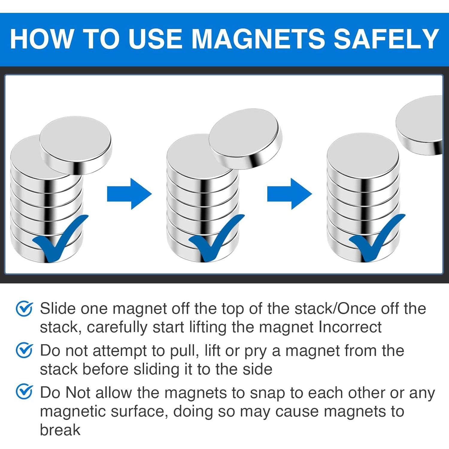 Imanes de Neodimio TRYMAG 255 Pcs 6 Tamaños para Manualidades