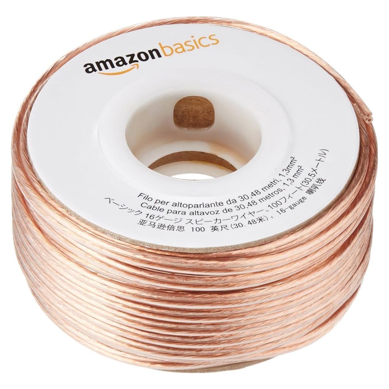 Cable de Altavoz Amazon Basics 16 AWG 30,48 m Bronce