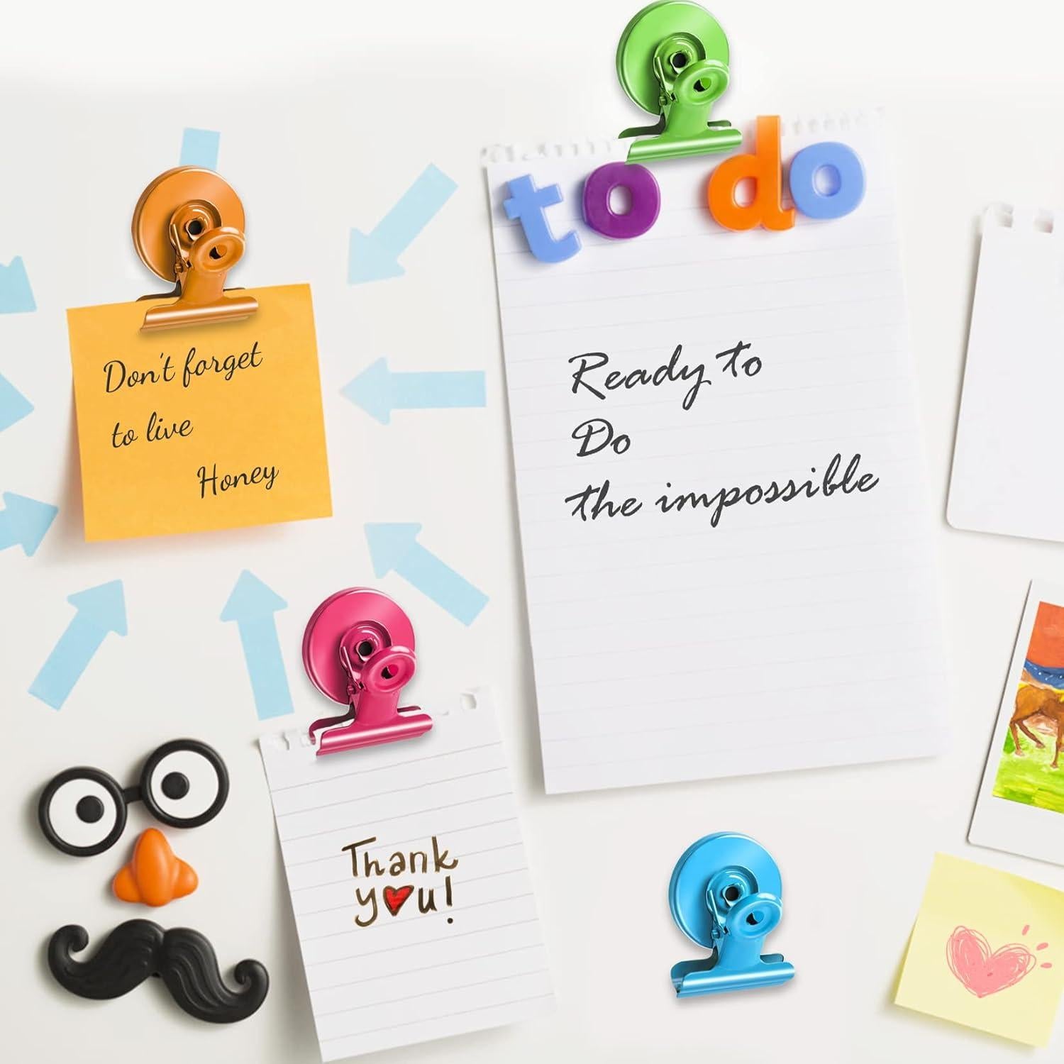 8 Imán de Refrigerador JTIEO Clips Magnéticos Coloridos